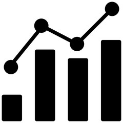 A solid design, icon of polyline chart