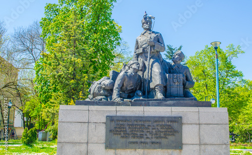 statue commemorating heroes of bulgarian revolution in plovdiv.