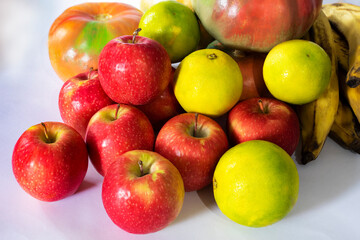 Colorfull Fruits and vegetable on white background.