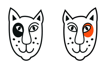 The face of a smiling cat with a black spot on the eye logo icon.