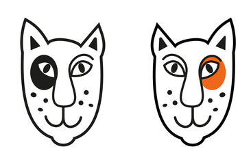 The face of a smiling cat with a black spot on the eye logo icon