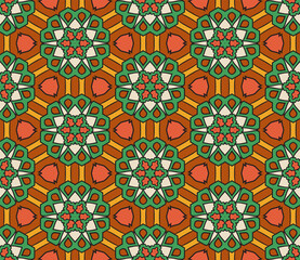 Abstract colorful doodle flower seamless pattern. Floral background. Mosaic, tile of thin line ornament.