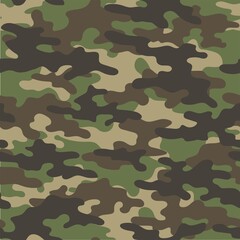 Fototapeta premium Camouflage military green seamless vector pattern for clothing, fabric prints. modern.