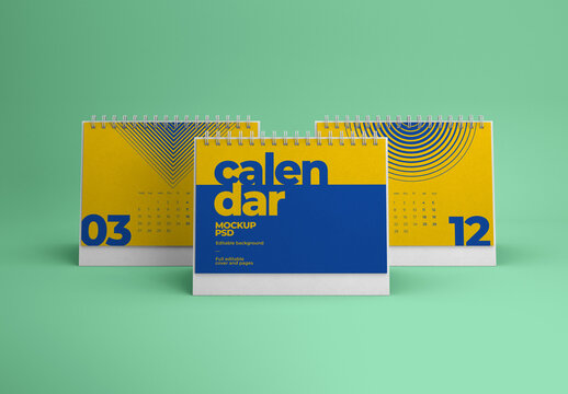 Horizontal Desk Calendar Mockup 