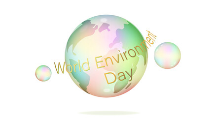 World Environment Day. Unstable word. Fragile earth. Bubble Planet. Enviroment protection. Vector stock illustration. White background.
