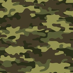 Fototapeta premium Texture military green camouflage repeat print. Seamless army pattern. Modern