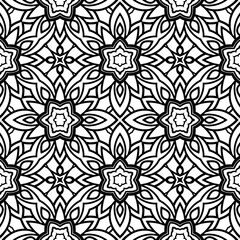 Abstract colorful doodle flower seamless pattern. Floral background. Mosaic, tile of thin line ornament.