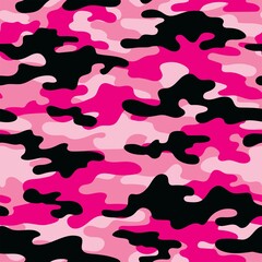 pink Abstract seamless military camo texture for print. Forest background. Vector