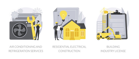 Fototapeta na wymiar Builder contractor services abstract concept vector illustrations.