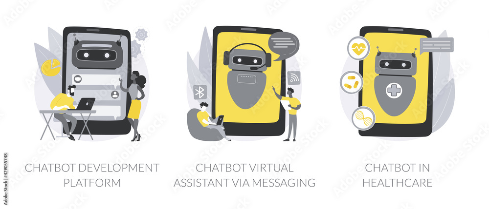 Poster smart robot abstract concept vector illustrations.