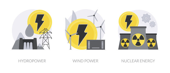 Sustainable energy source abstract concept vector illustrations.