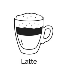 Line art illustration of Latte coffee