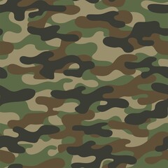 Fototapeta premium Military camouflage seamless green pattern. Four colors. Forest style. Vector design.