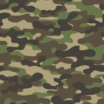 green Abstract seamless military camo texture for print. Forest background. Vector