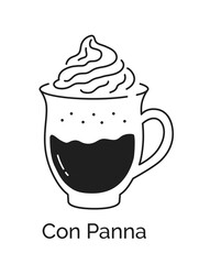 Line art Con Panna coffee cup