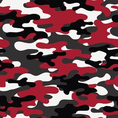 red Camouflage classic seamless pattern. Abstract camo. Military texture. Print on fabric on textiles. Vector illustration