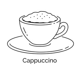 Line art Cappuccino coffee cup