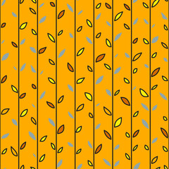 Stylized twigs and leaves. Seamless pattern. Vector illustration.