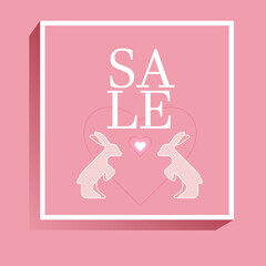 Vector illustration  sale banner template design, spring sale, pink style