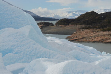 Fototapeta na wymiar SANTA CRUZ, ARGENTINA - APRIL 20 2021 : Pictures taken around the Perito Moreno glacier.