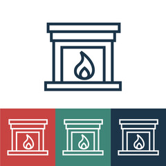 Linear vector icon with fireplace