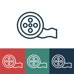 Linear vector icon with movie reel