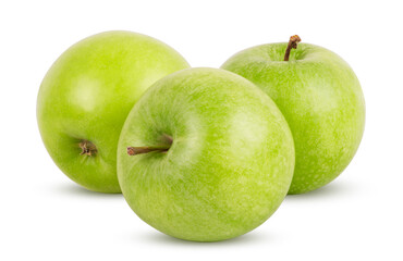 Fresh Green Apples Isolated on White Background with Clipping Path.