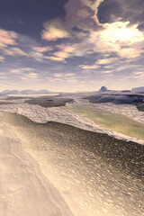 Alien Planet. Mountain. 3D rendering