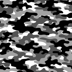 grey Abstract seamless camouflage pattern for printing clothes, fabrics. Army background. Vector design.