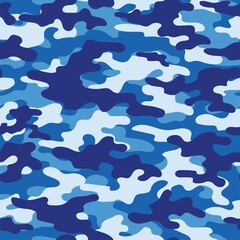 blue Abstract seamless camouflage pattern for printing clothes, fabrics. Army background. Vector design.