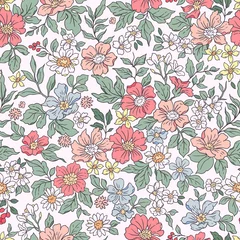 Foto auf Acrylglas Elegant floral pattern in small hand draw flowers. Liberty style. Floral seamless background for fashion prints. Vintage print. Seamless vector texture. Spring flowers bouquet. © ann_and_pen