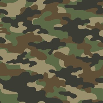 Abstract seamless camouflage green pattern for printing clothes, fabrics. Army background. Vector design.