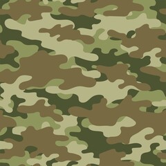Fototapeta premium Digital camouflage seamless pattern. Military texture. Abstract army green or hunting masking ornament. Classic background. Vector design illustration.