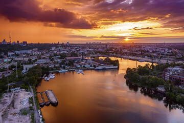 Fototapeta premium Sunset over Dnipro