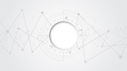  Grey white Abstract technology background with various technology elements Hi-tech communication concept innovation background Circle empty space for your text
