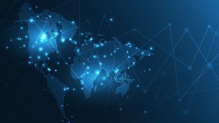 Obraz na płótnie Canvas Global network connection World map abstract technology background
