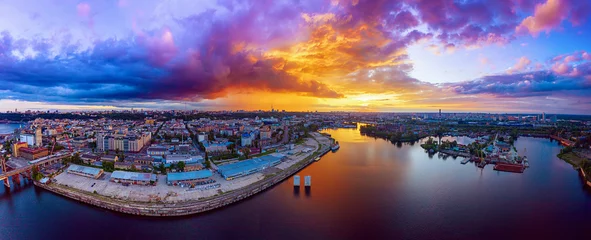 Fototapete Kiew Sonnenuntergang über Dnipro