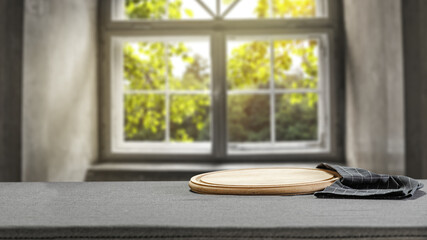 Table background of free space and home interior 