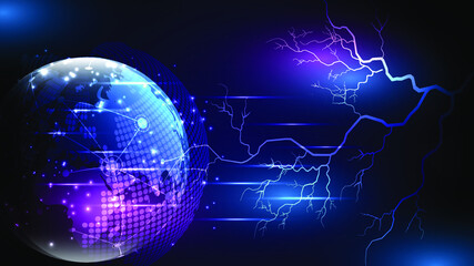 Obraz premium Global network connection World map abstract technology background global business innovation concept