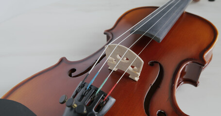 Fototapeta premium Violin string and bridge close up