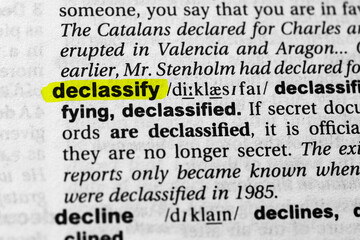 Highlighted word declassify concept and meaning.