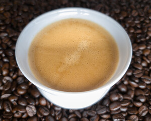 coffee beans and a cup of coffee 
