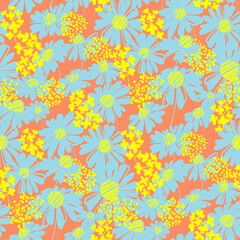Fototapeta na wymiar Vivid shabby summer floral seamless pattern