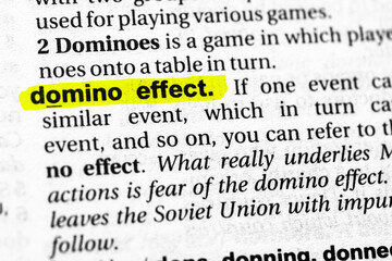 Highlighted word domino effect concept and meaning
