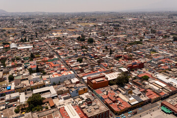 Fototapeta premium Vista aérea de Cholula, Pueblo Mágico