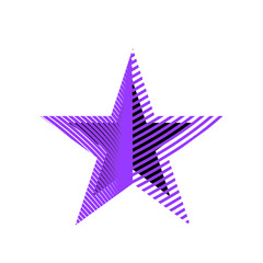 Five-pointed five-pointed star from dynamic blue slanted lines on red color for sports and youth products