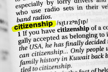 Highlighted word citizenship concept and meaning