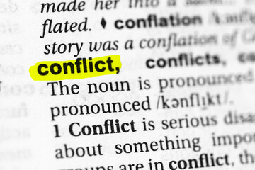 Highlighted word conflict concept and meaning.