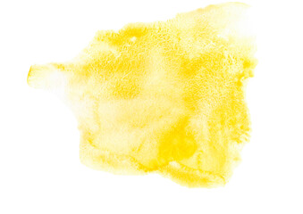 Hand painted abstract yellow watercolor on white background.