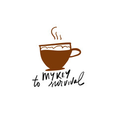 Coffee hand drawn illustration. Sticker for your design